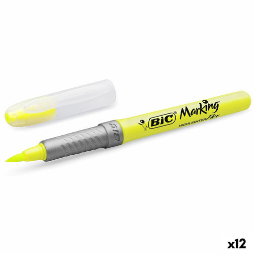 Marcador Fluorescente Bic Highlighter Flex Amarelo 12 Unidades