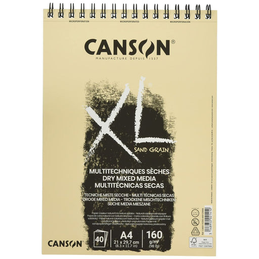 Almofada de desenho Canson XL Sand Natural A4 40 Folhas 160 g/m2 5 Unidades
