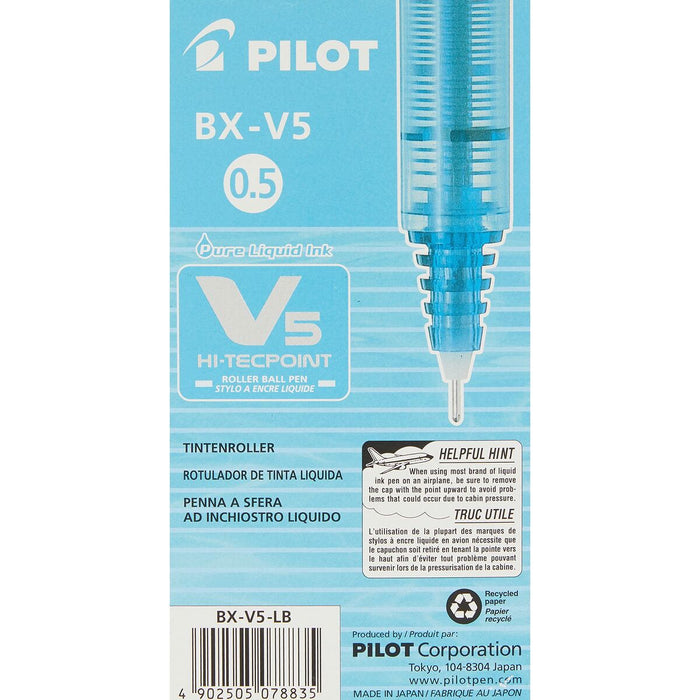 Esferográfica de tinta líquida Pilot V-5 Hi-Tecpoint Azul Claro 0,3 mm (12 Unidades)