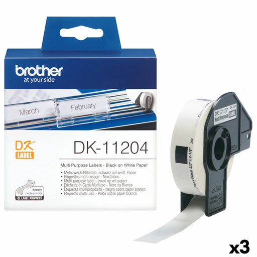 Rolo de Etiquetas Brother DK-11204 17 x 54 mm (3 Unidades)