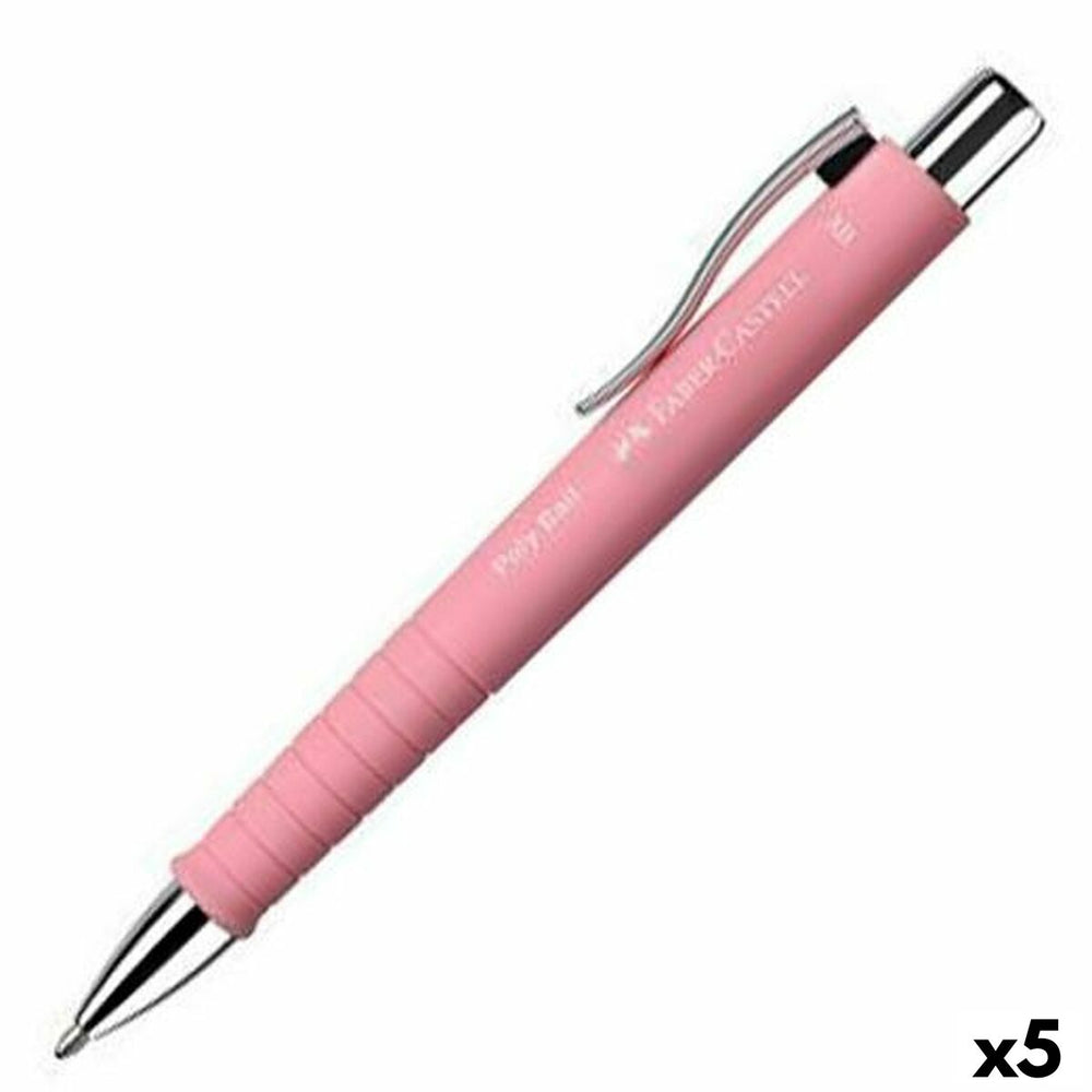 Caneta Faber-Castell Poly Ball XB Cor de Rosa 5 Unidades