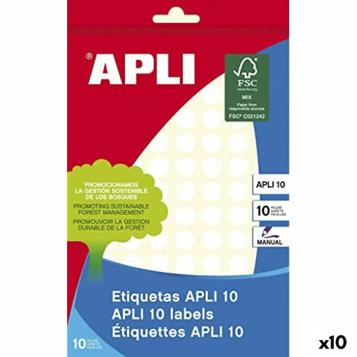 Etiquetas adesivas Apli Branco Ø 1 cm 10 Folhas (10 Unidades)