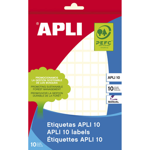 Etiquetas adesivas Apli 8 x 12 mm Branco 10 Folhas (10 Unidades)