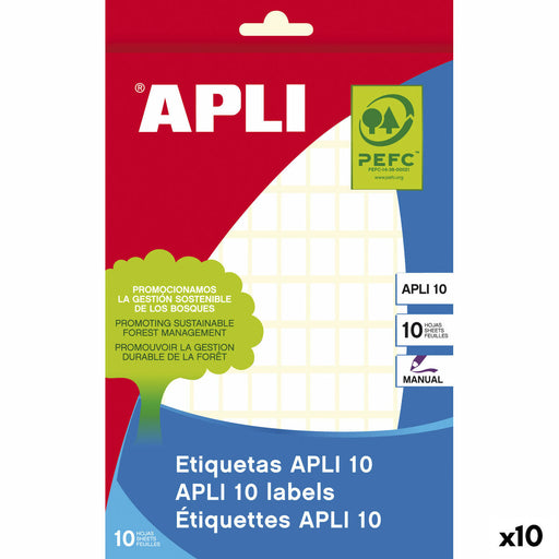 Etiquetas adesivas Apli 8 x 12 mm Branco 10 Folhas (10 Unidades)