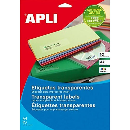 Etiquetas adesivas Apli   Transparente Papel 10 Folhas 63,5 x 38,1 mm
