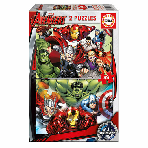 Set de 2 Puzzles   The Avengers Super Heroes         48 Peças 28 x 20 cm
