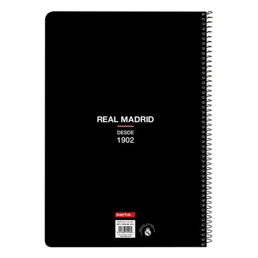 Caderno de Argolas Real Madrid C.F. Branco Preto A4