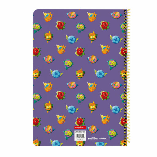 Caderno SuperThings Guardians of Kazoom Roxo Amarelo A4