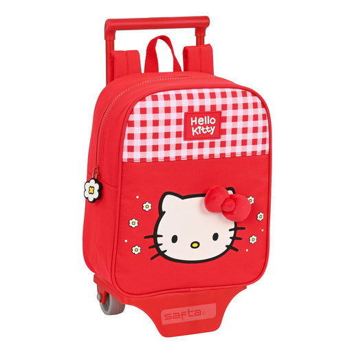Mochila Escolar com Rodas Hello Kitty Spring Vermelho (22 x 27 x 10 cm)