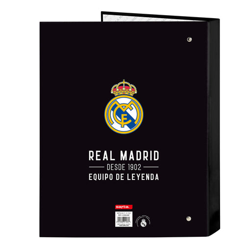 Pasta com argolas Real Madrid C.F. Corporativa Preto A4 (26.5 x 33 x 4 cm)