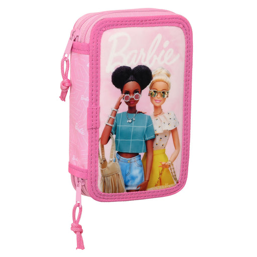 Estojo Escolar com Acessórios Barbie Girl Cor de Rosa (12.5 x 19.5 x 4 cm) (28 pcs)