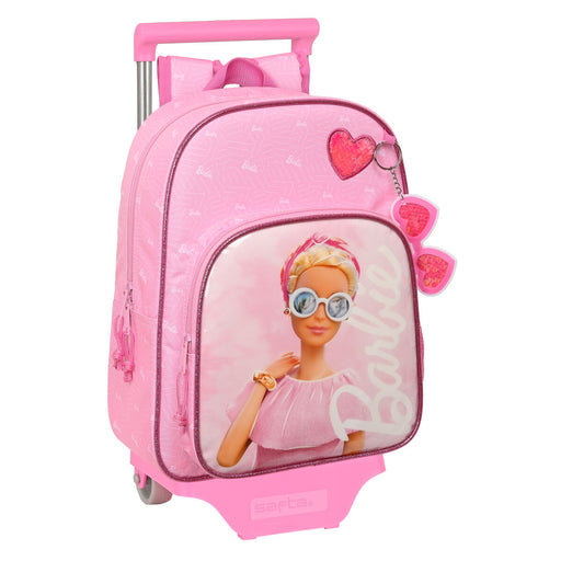 Mochila Escolar com Rodas Barbie Girl Cor de Rosa 26 x 34 x 11 cm