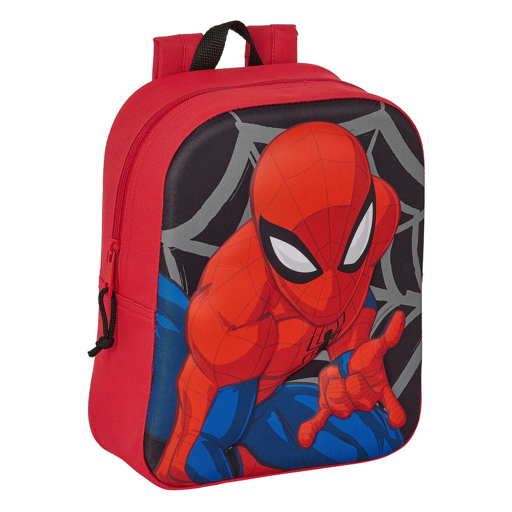 Mochila Escolar Spiderman 3D Vermelho Preto 22 x 27 x 10 cm