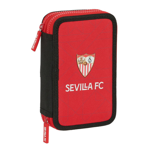 Estojo Duplo Sevilla Fútbol Club Preto Vermelho 12.5 x 19.5 x 4 cm (28 Peças)