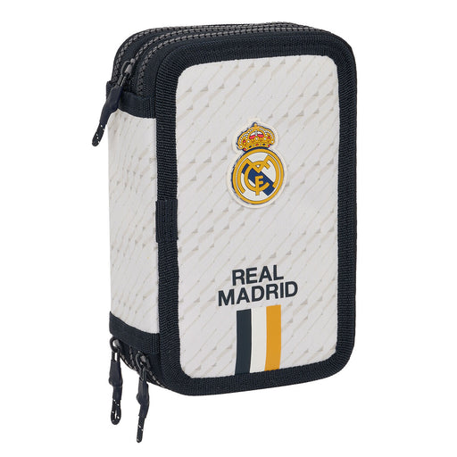 Estojo Triplo Real Madrid C.F. Branco 12.5 x 19.5 x 5.5 cm (36 Peças)