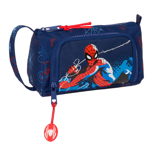 Estojo Escolar com Acessórios Spider-Man Neon Azul Marinho 20 x 11 x 8.5 cm (32 Peças)