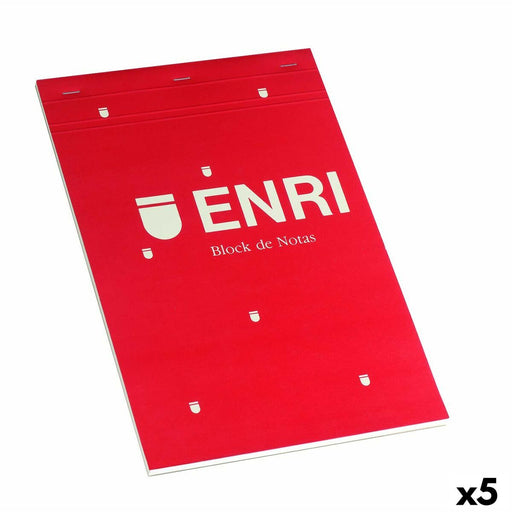 Bloco de Notas ENRI Vermelho A4 80 Folhas 4 mm (5 Unidades)
