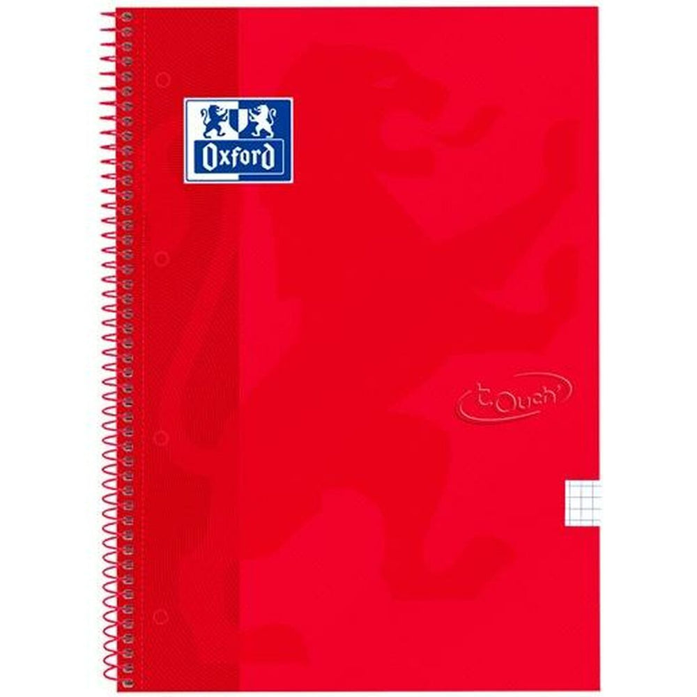 Caderno Oxford Touch Vermelho 80 Folhas Din A4 (5 Unidades)