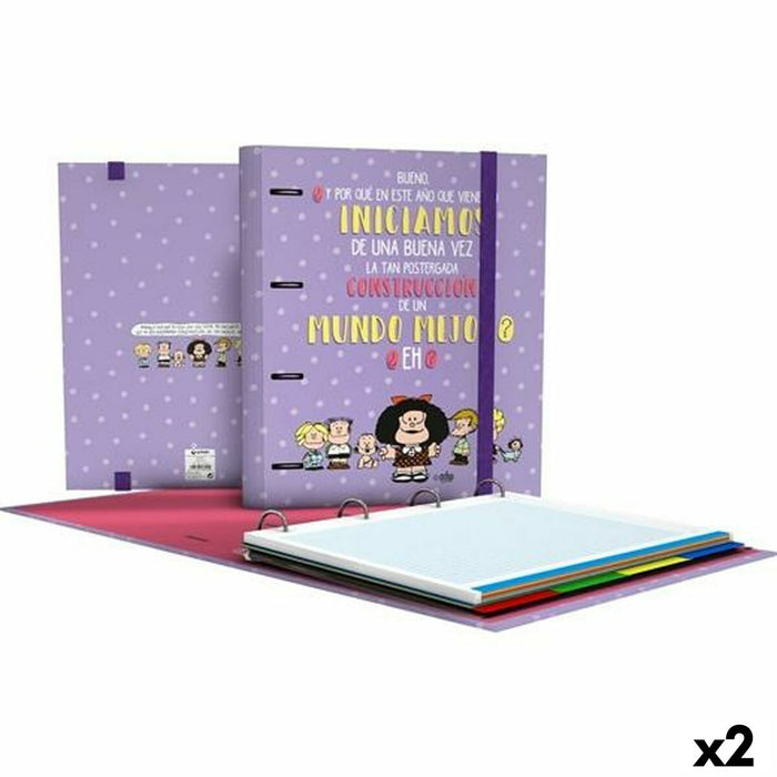 Pasta com argolas Grafoplas Carpebook Mafalda Lilás A4 (2 Unidades)