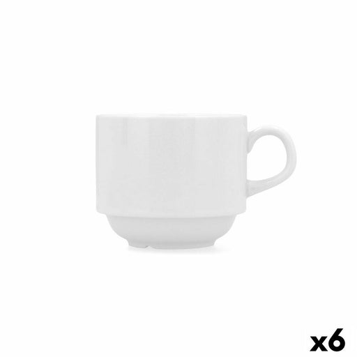 Chávena para Infusão Bidasoa Glacial Branco Cerâmica 250 ml (6 Unidades) (Pack 6x)