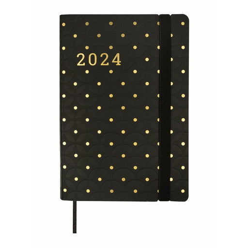 Agenda Finocam Flexy Joy Dotts 2024 Preto Dourado Mini 8,2 x 12,7 cm