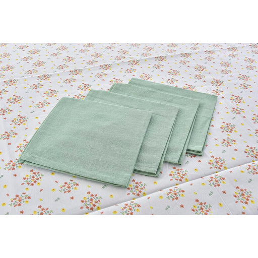 Conjunto de toalhas de mesa DKD Home Decor Bloemen Poliéster Algodão Verde (150 x 150 x 0,5 cm)