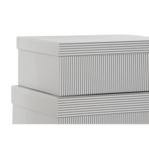 Conjunto de Caixas de Organização Empilháveis DKD Home Decor Cinzento Branco Quadrado Cartão (43,5 x 33,5 x 15,5 cm)