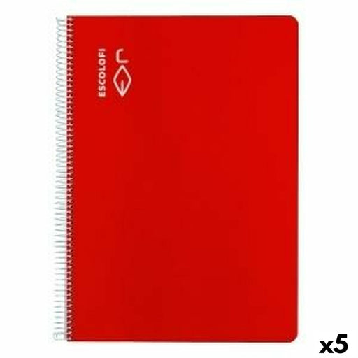 Caderno ESCOLOFI Din A4 50 Folhas 8 mm Vermelho (5 Unidades)