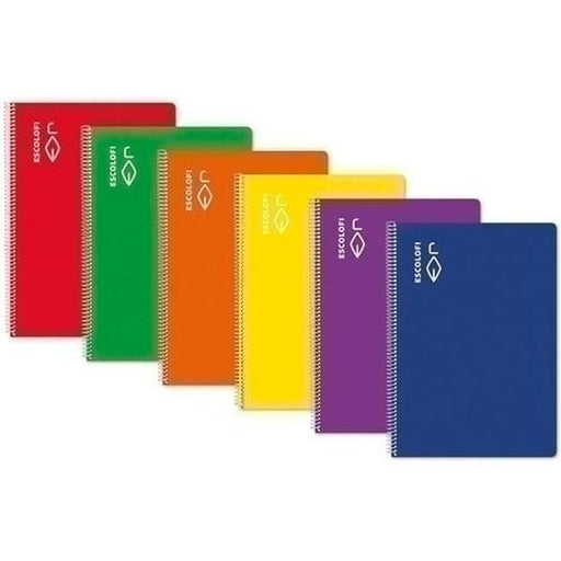 Caderno ESCOLOFI Vermelho Quarto 50 Folhas (5 Unidades)