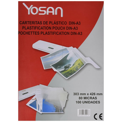 Capas de plastificar Yosan Transparente A3 (100 Unidades)