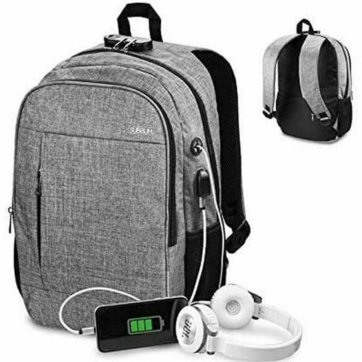 Mochila para Portátil e Tablet com Saída USB Subblim Mochila para Portátil Urban Lock Backpack 16" Grey