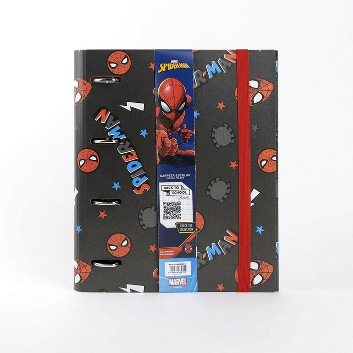 Pasta com argolas Spiderman A4 Preto (26 x 32 x 4 cm)