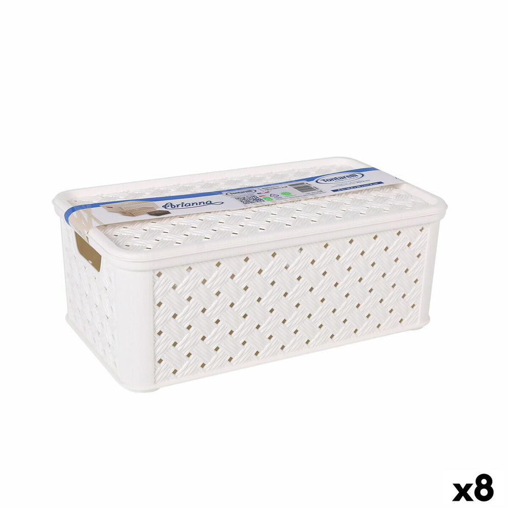 Caixa de Armazenagem com Tampa Tontarelli Arianna Plástico Branco 4 L 29 x 16,6 x 11,2 cm (8 Unidades)