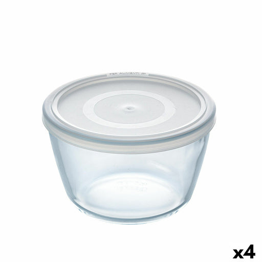 Lancheira Redonda com Tampa Pyrex Cook & Freeze 1,1 L 15 x 15 x 10 cm Transparente Silicone Vidro (4 Unidades)