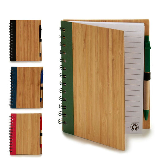 Caderno de Argolas com Caneta Bambu 14 x 18 cm (12 Unidades)