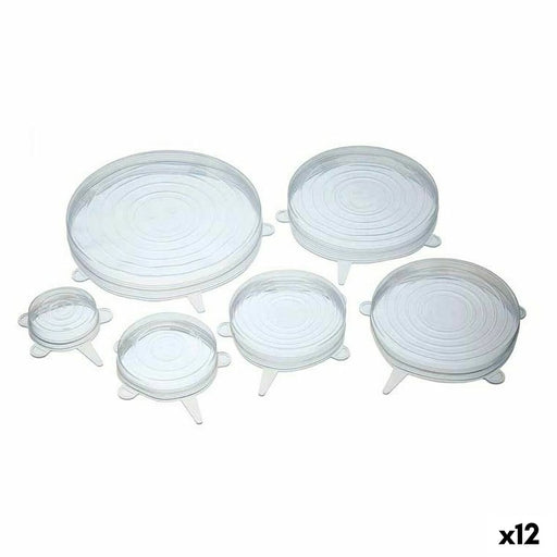 Conjunto de Tampas de Cozinha Reutilizáveis e Ajustáveis Transparente Silicone (12 Unidades)