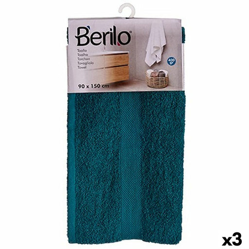 Toalha de banho 90 x 150 cm Azul (3 Unidades)