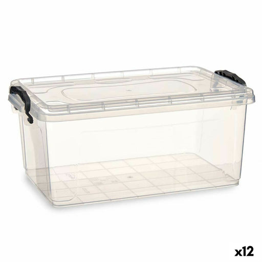 Caixa de Armazenagem com Tampa Transparente Plástico 13,7 L 27,5 x 18 x 42,5 cm (12 Unidades)