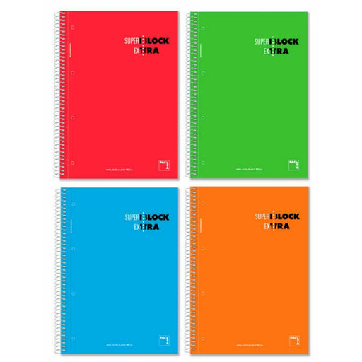 Conjunto de cadernos Pacsa Superblock Extra 4 Peças Multicolor A4 120 Folhas