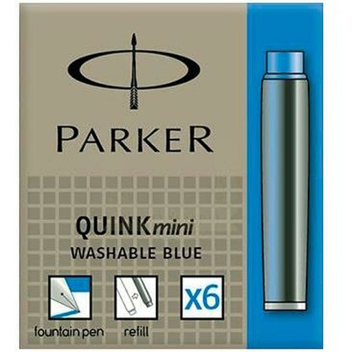 Recarga de tinta para caneta Parker Quink Mini 6 Peças Azul (30 Unidades)
