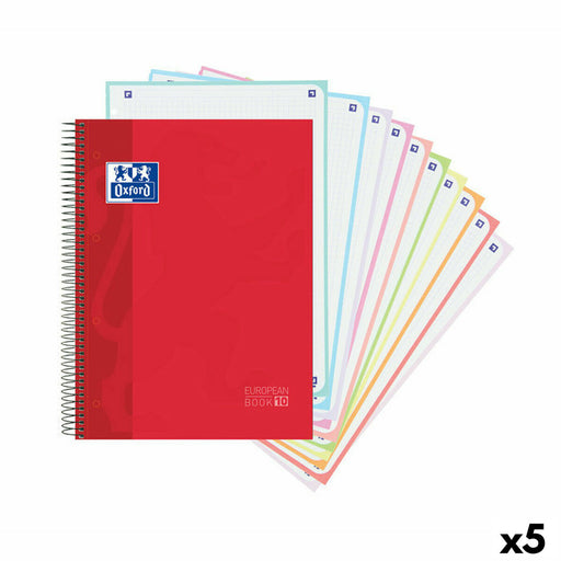 Caderno Oxford Europeanbook 10 School Classic Vermelho A4 150 Folhas (5 Unidades)