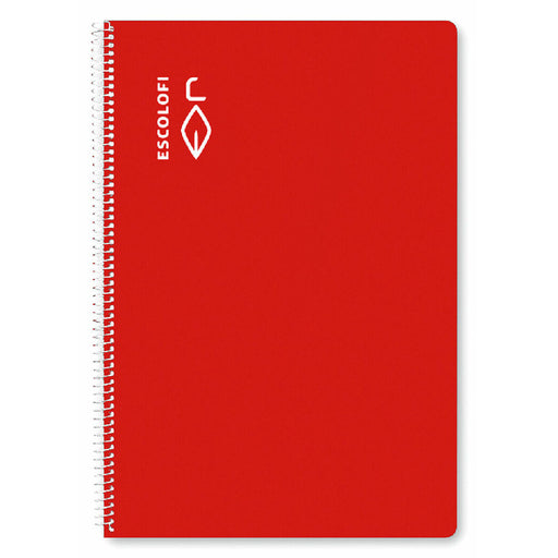 Caderno ESCOLOFI 10 Unidades Vermelho A4 50 Folhas