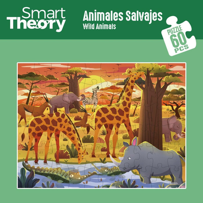 Puzzle Infantil Colorbaby Wild Animals 60 Peças 60 x 44 cm (6 Unidades)