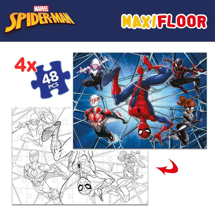 Puzzle Infantil Spider-Man Dupla face 4 em 1 48 Peças 35 x 1,5 x 25 cm (6 Unidades)